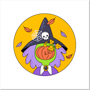 Witch and Pumpkin Posters and Art